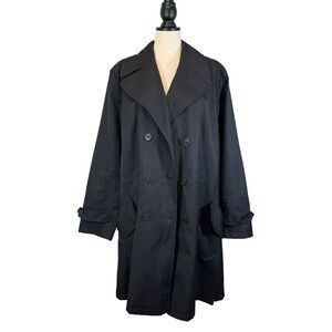 DKNY Black Trench Coat Button Front Plus Size 2X Coats32